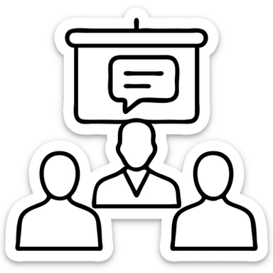 Stylish office team meeting concept with a minimalist design and clean lines sticker