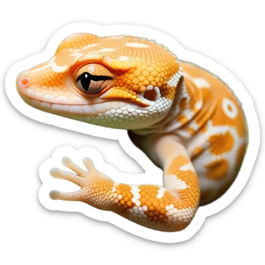 Meme-Worthy Cute Sleeping Gecko Portrait Emoji, Head resting peacefully with a contented smile, showcasing a diminutive, patterned body with smooth scales and eyes gently closed in serene slumber, Simplified yet adorably endearing features, highly detailed, glowing with a soft, drowsy tropical light, high shine, relaxed and utterly lovable, stylized with an air of playful laziness, soft glowing outline, capturing the essence of a sleeping gecko that feels destined to become the next viral icon of adorable rest! sticker
