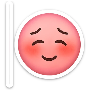 pink face with blushing and shy expression emoji, digital illustration, no background sticker