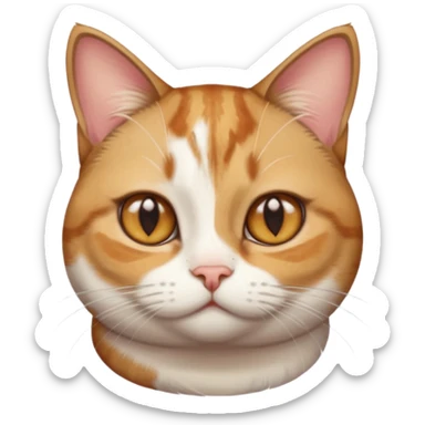 torbie and white cat with small head, hazel eyes, and short but chubby body sticker