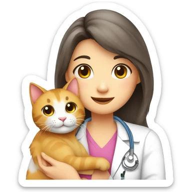 cat cuddles veterinarian girl sticker