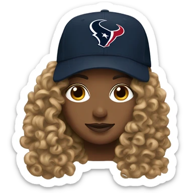 HOUSTON TEXANS baseball hat woman with long curly hair  sticker