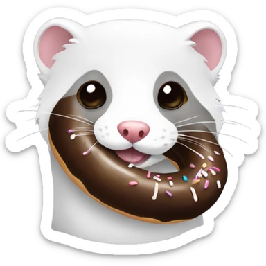 Grey and white ferret with chocolate donut  sticker
