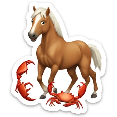 Horse in a fight with crab sticker