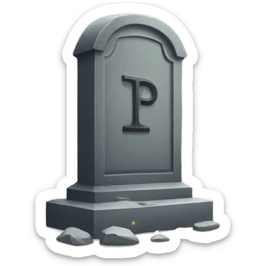 tombstone with the letters rip sticker