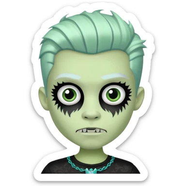 Frankie stein monster high doll boy with 5-o-clock shadow , pale white-green skin, face stiches  sticker