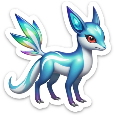 Iridescent Bioluminescent Translucent Luminescent Diaphanous Shiny Colorful Meloetta-Latias-Koraidon-Peppercat-Wargreymon-Protogen-Fakémon-fusion-hybrid-creature sticker