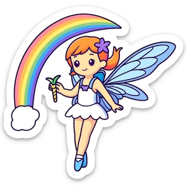 Rainbow glitter fairy  sticker