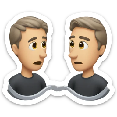  a man looking at a mirror and seeing himself sticker