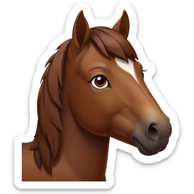 Cinematic Noble Brown Welsh Pony Portrait Emoji, Poised and sturdy, with a well-muscled build draped in a rich, chestnut-brown color, expressive eyes and a gracefully refined head with a gentle, noble profile, Simplified yet sharp and sophisticated features, highly detailed, glowing with a warm, earthy glow, high shine, intelligent and resilient, stylized with an air of pastoral elegance, focused and determined, soft glowing outline, capturing the essence of a watchful and confident brown Welsh pony that appears ready to gallop out of the screen with effortless strength! sticker