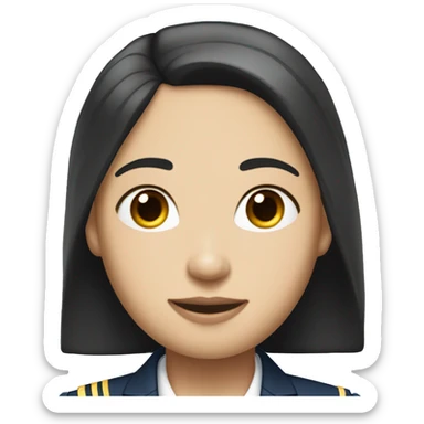 Flight attendant with long black hair and white skin with a pilot man with light skin and black hair sticker
