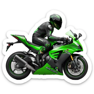  Piloto acenando na estrada de sua Kawasaki Zx10R 2018 preta sticker