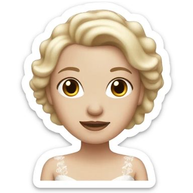 White girl with blonde hair in long wedding dress sticker