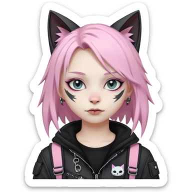 Edgy Cute Realistic Kawaii Cute Cool Pastel Cartoon Beautiful Elegant Pretty Anime Punk Techwear Gothic Catgirl Outside sticker