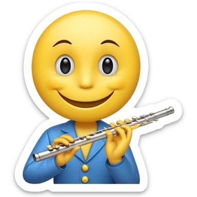 smiley face playing a flute sticker