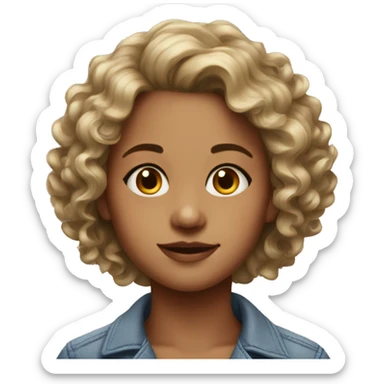 realistic portrait of a girl with a curl hair sticker