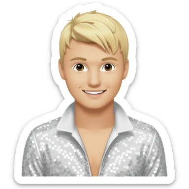 Nick Carter from Backstreet Boys with blonde hair, white sequin outfit sticker