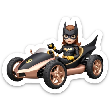 Hot real appearance racing action BatGirl’s sixty’s tv show 1932 stealth retro cat burglar sporty petite off-road pursuit mobile cruiser car rose gold accents (reclined and relaxed seating position and attitude) sticker