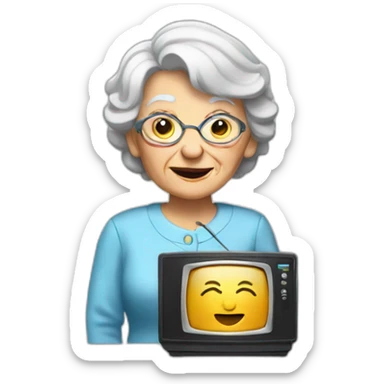 can I have an emoji of an old lady with a tv for a head sticker