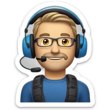 françois legeault qui joue aux jeux vidéo avec un pc et un casque sticker