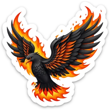 A black wing on fire sticker