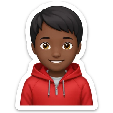 niño de 7 años, con pelo y piel negra. sudadera roja sticker