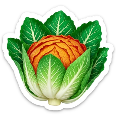 napa cabbage leaves with kimchi red seasoning, no green, no face sticker