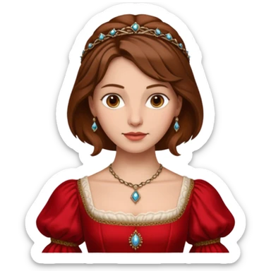 Renaissance lady – brown hair, red dress  sticker