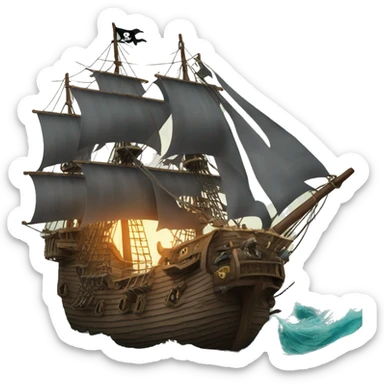 Pirate ship fighting a kraken  sticker