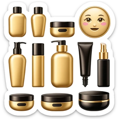 emoji of luxury brand labeled beauty products sticker