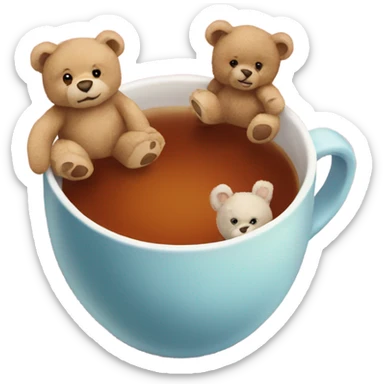 Cup of tea with teddy bears  sticker