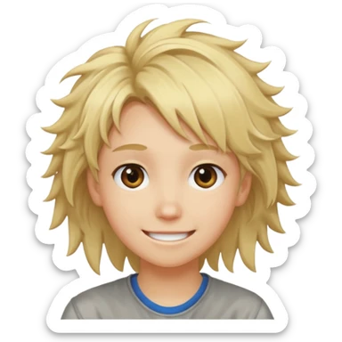 Cartoon anime blond mwssy hair from tokyo eyes sticker