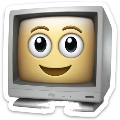 computer with smiling face sticker