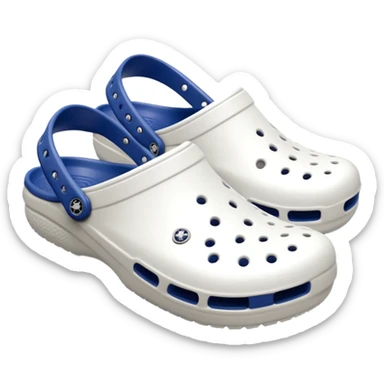 Pure white Crocs clogs, clean matte texture, ventilation holes visible, minimal lighting, dark neutral background, realistic product photo, no logos, no text. no color other than white sticker