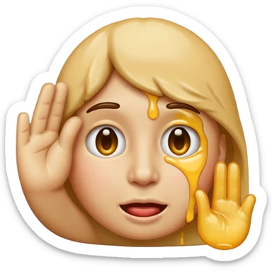 emoji of a saluting face partially melting, merging features of saluting face and melting face, apple emoji style sticker