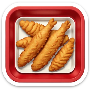 breaded chicken tenders in a red paper food tray  sticker