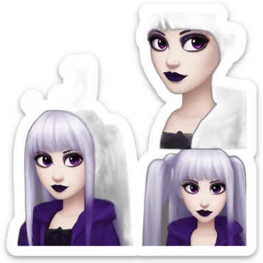Elissabat-with-bangs-long-hair-dark-purple-and-black-vampire-goth-makeup-pinkeyes-romanticgothcloses- sticker