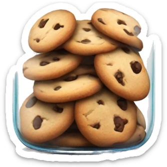 Realistic glass jar with lid full of cookies isolated.  sticker