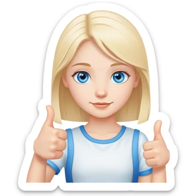 A dainty girl thumbs up blue eyes sticker