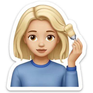 girl applying crema to her hair sticker