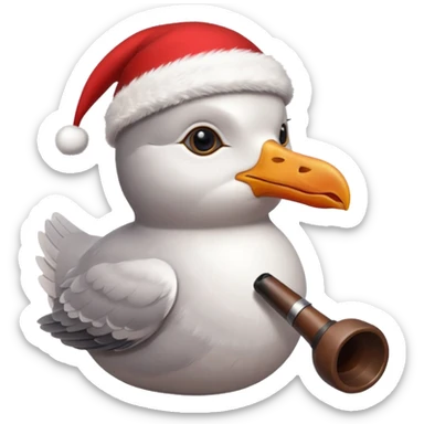 Seagull sherlock holmes with a xmas hat sticker