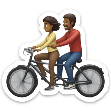Two people riding bike sticker