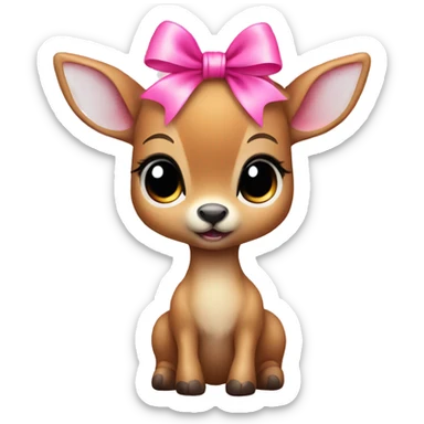 baby deer with pink bow sticker