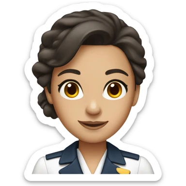 flight attendant dark brown hair  brown eyes sticker
