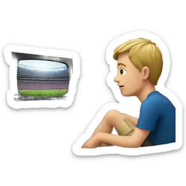 White boy watching football on TV sticker
