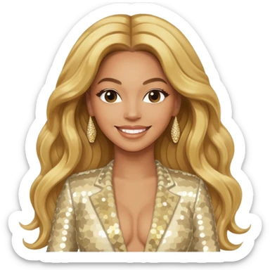 Beyonce with long golden blonde hair, ivory sequin tour outfit sticker