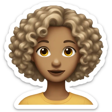 Short curly hair light skin toned girl with light brown eyes sticker