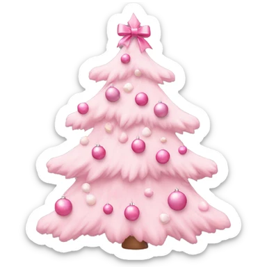 pastel pink decorated christmas tree with a pink bow  sticker