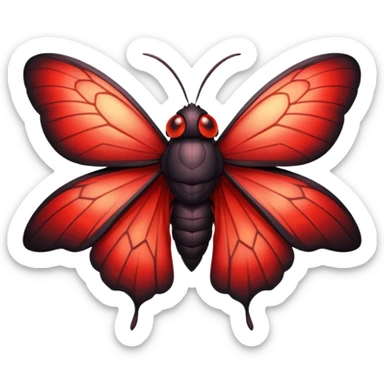 A sexy black and red moth with glowing red eyes with a human like body sticker