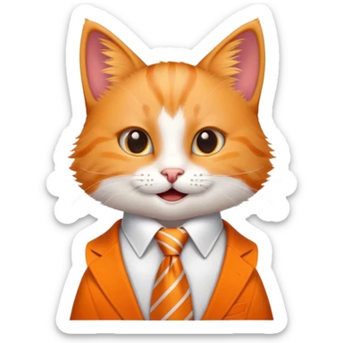 happy boy cat wearing a professional necktie, cheerful expression sticker